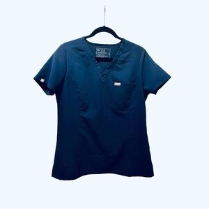 Figs Women's Navy V-Neck Scrub Top with Chest Pocket